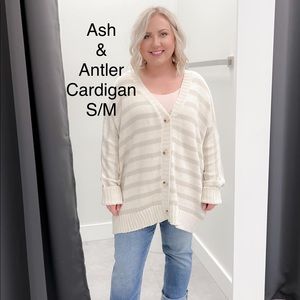 “Ash & Antler” Cream/Tan Striped Cardigan S/M